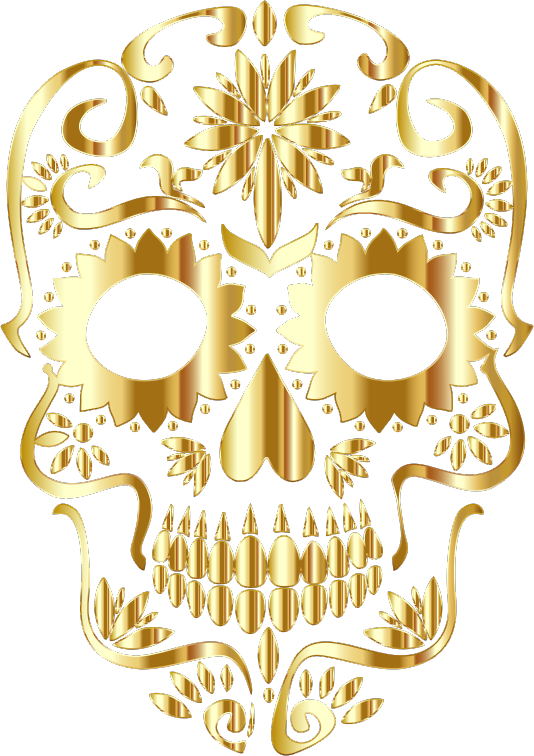 Gold Sugar Skull Silhouette No Background