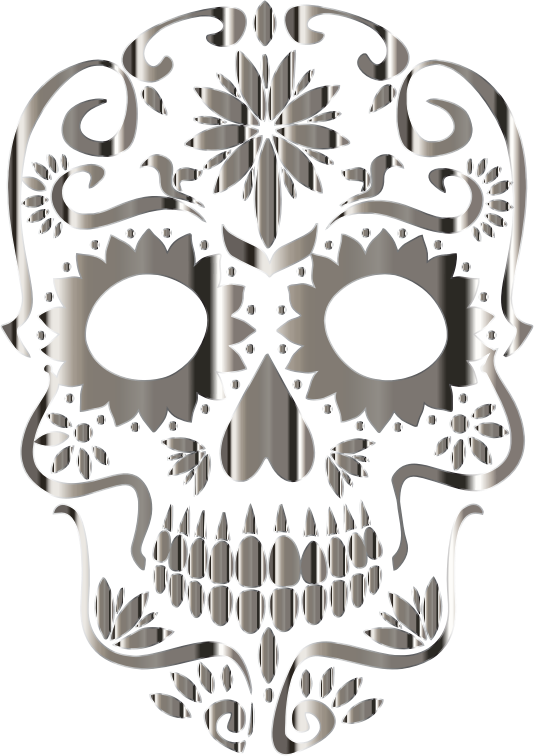 Chrome Sugar Skull Silhouette No Background