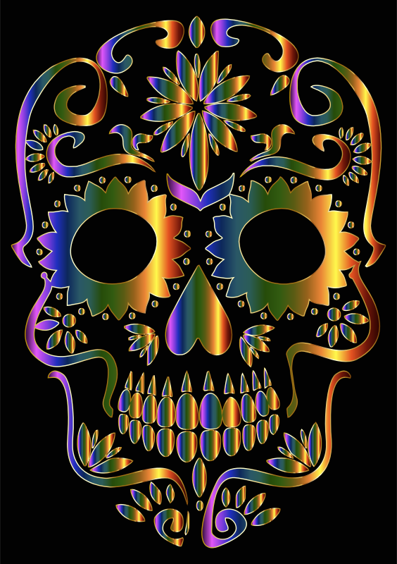 Chromatic Sugar Skull Silhouette