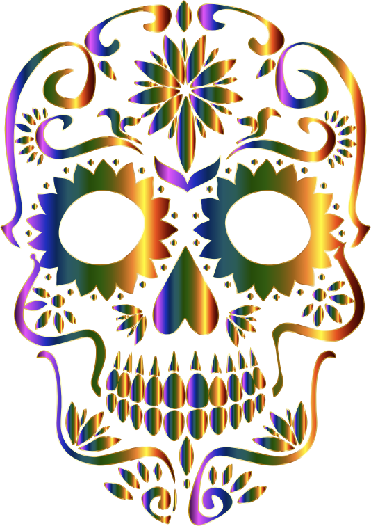 Chromatic Sugar Skull Silhouette No Background