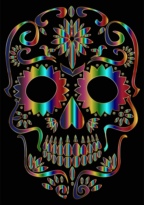 Chromatic Sugar Skull Silhouette 3