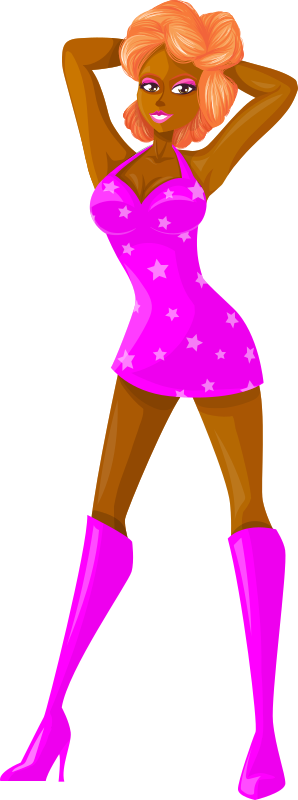 Young lady 2 (redhead, dark skin, starry dress #6)