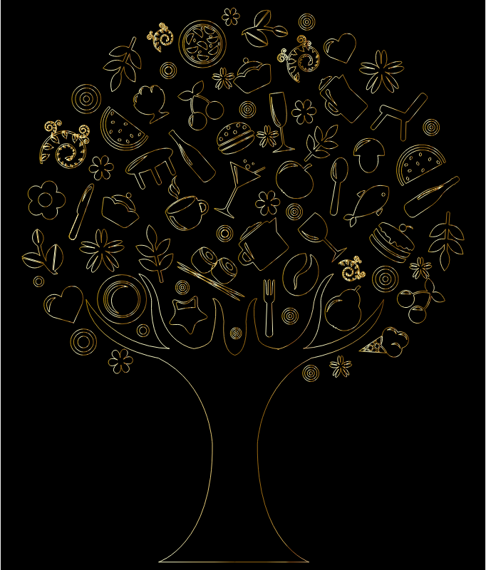 Gold Outline Abstract Tree