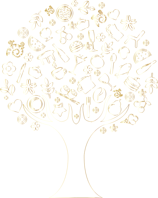 Gold Outline Abstract Tree No Background