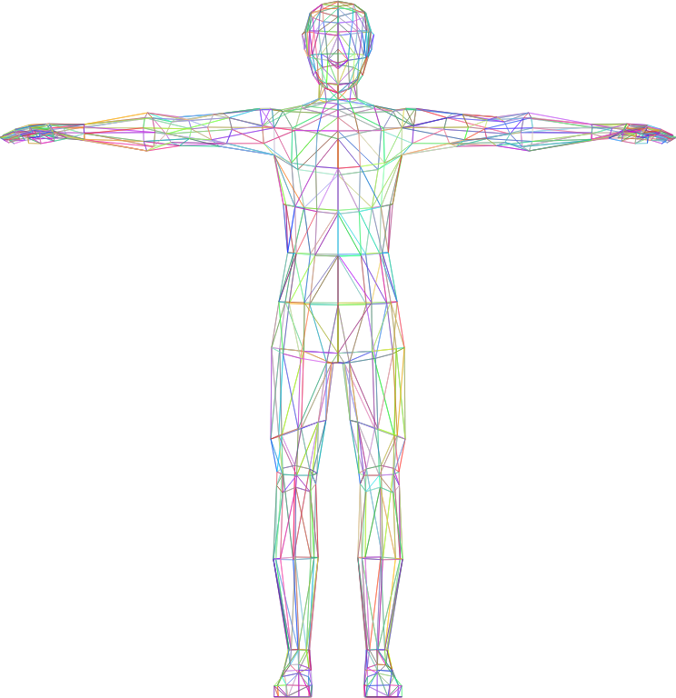 Prismatic Low Poly Human Male Wireframe No Background