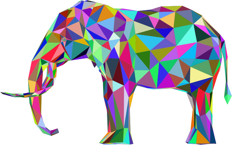 Prismatic Low Poly 3D Elephant