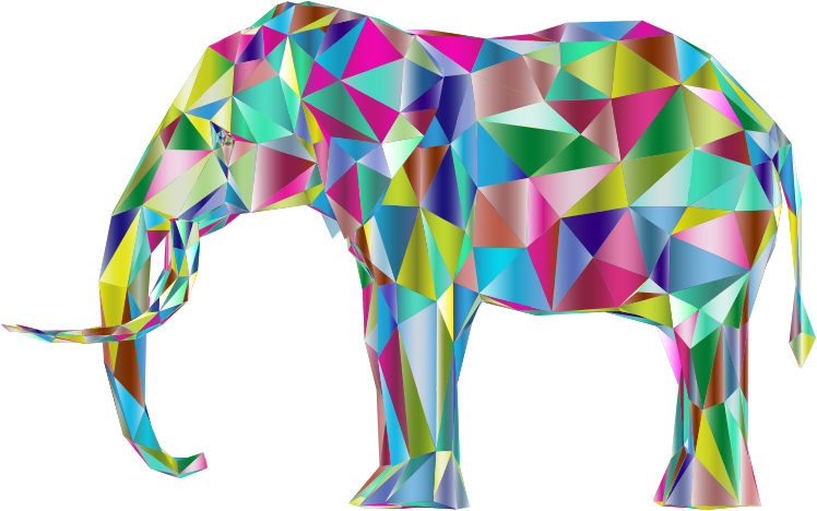 Prismatic Low Poly 3D Elephant Variation 2