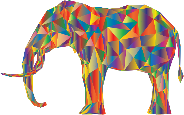 Prismatic Low Poly 3D Elephant Variation 4