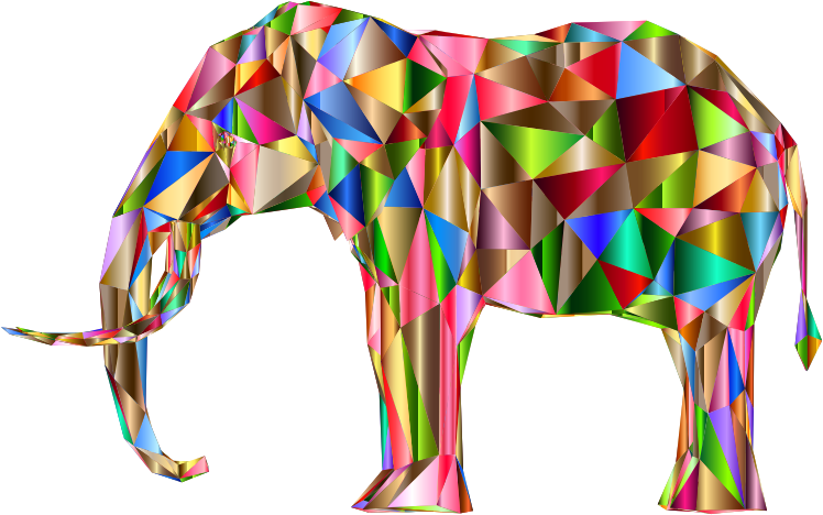 Prismatic Low Poly 3D Elephant Variation 5