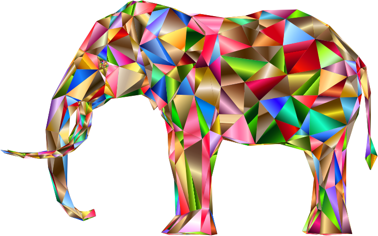 Prismatic Low Poly 3D Elephant Variation 6