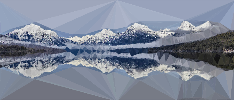 Low Poly Snow Capped Mountains Lake