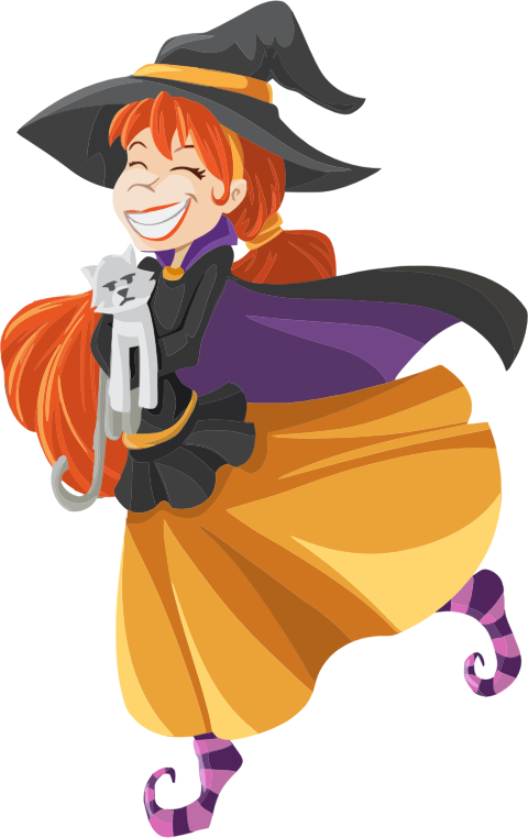 Happy Cartoon Witch Isolated