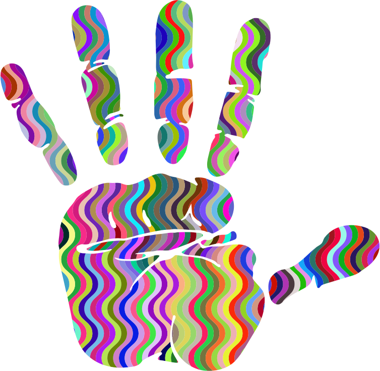 Prismatic Waves Handprint Silhouette