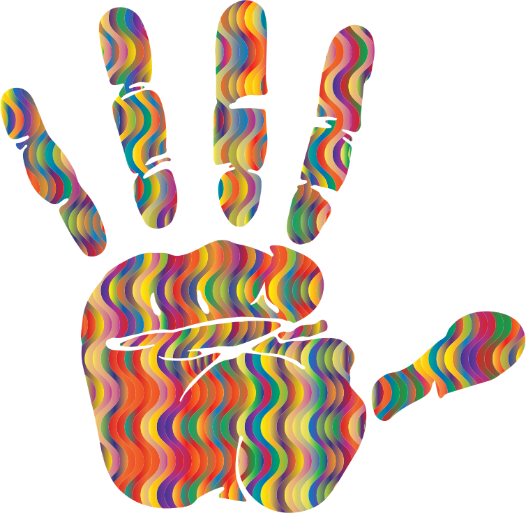 Prismatic Waves Handprint Silhouette 2