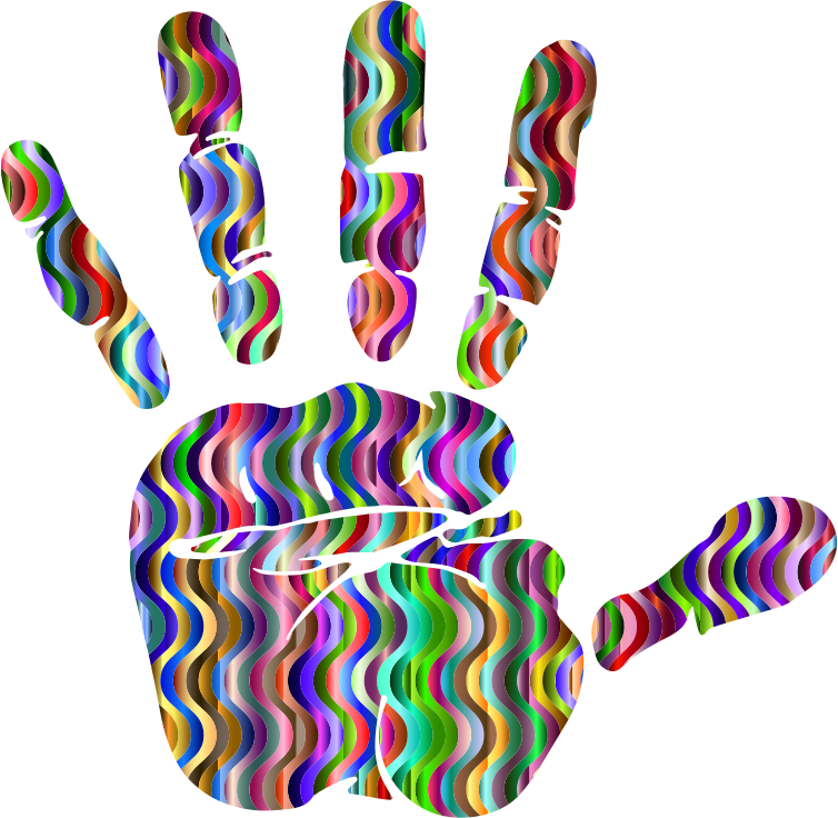 Prismatic Waves Handprint Silhouette 3