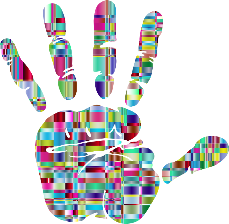 Prismatic Mosaic Handprint Silhouette