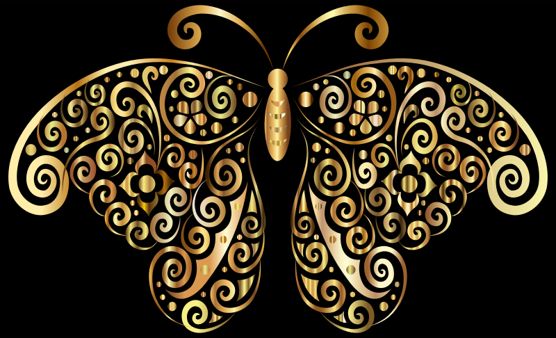 Prismatic Floral Flourish Butterfly Silhouette 4