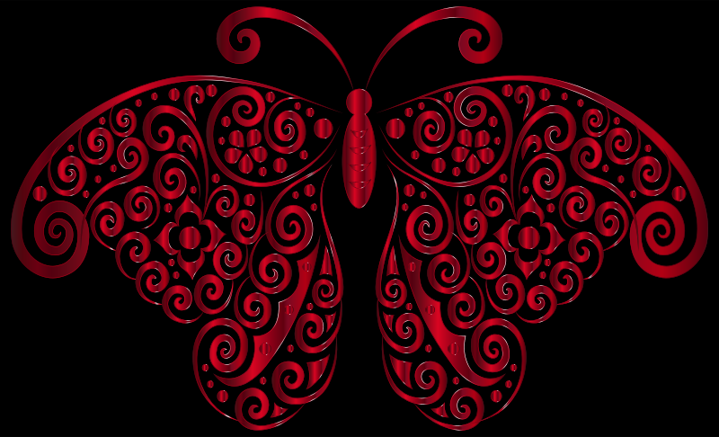 Prismatic Floral Flourish Butterfly Silhouette 6