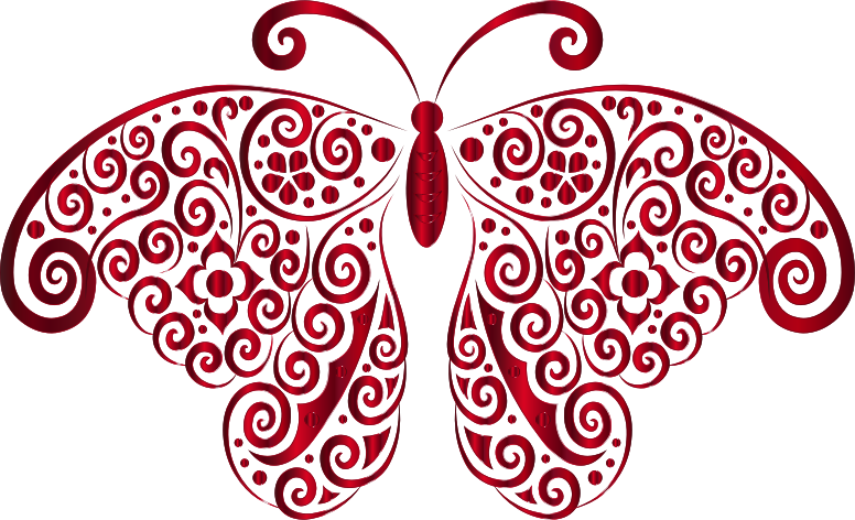 Prismatic Floral Flourish Butterfly Silhouette 6 No Background