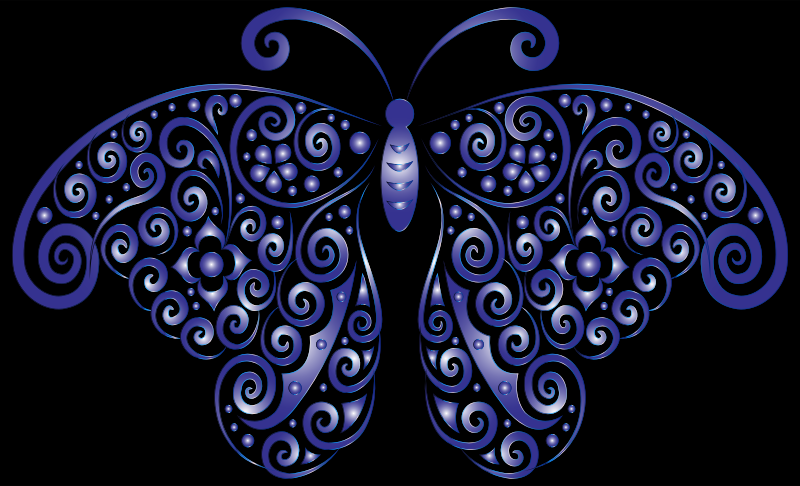 Prismatic Floral Flourish Butterfly Silhouette 7