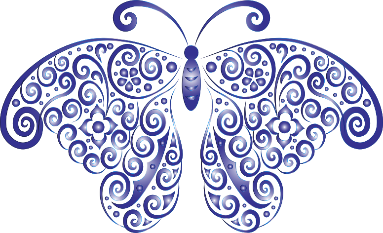 Prismatic Floral Flourish Butterfly Silhouette 7 No Background