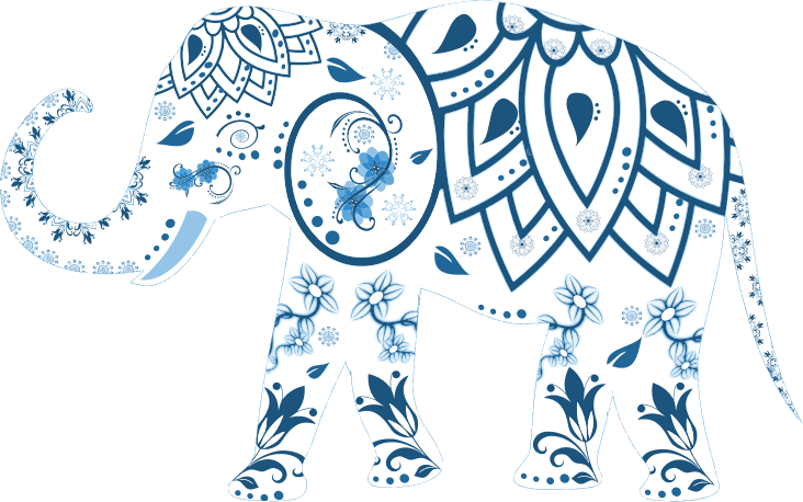 Floral Flourish Decorated Elephant