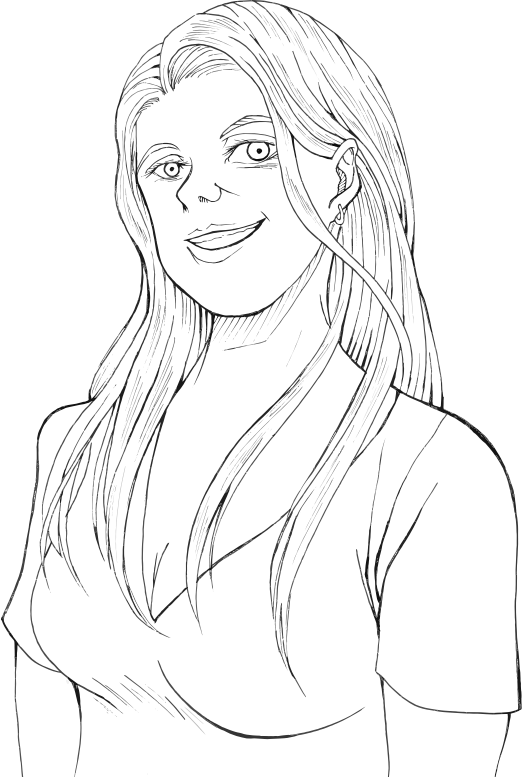 Smiling Woman Line Art