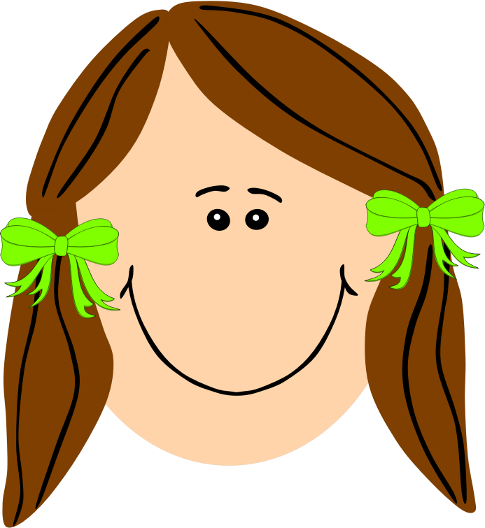 clipart girl with brown hair smiling