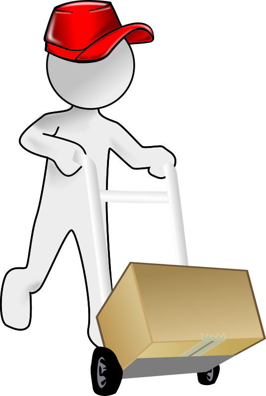 Bubble Person carrying a packet using a crate