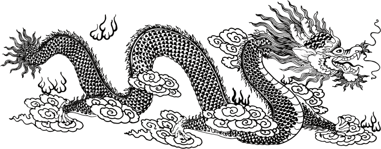 Asian Dragon Line Art