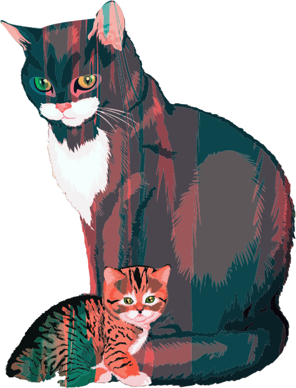 Kitten And Mother Illustration