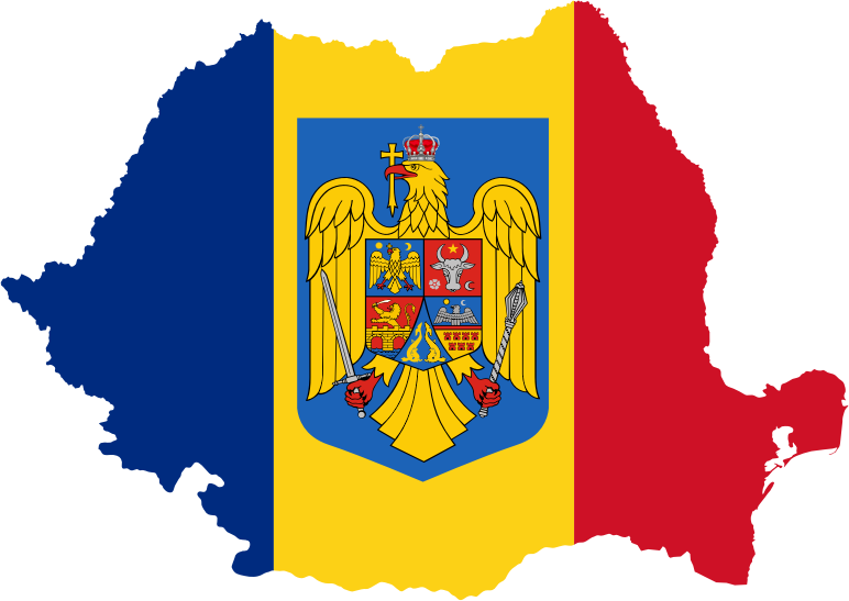 Romania Map Flag With Coat Of Arms