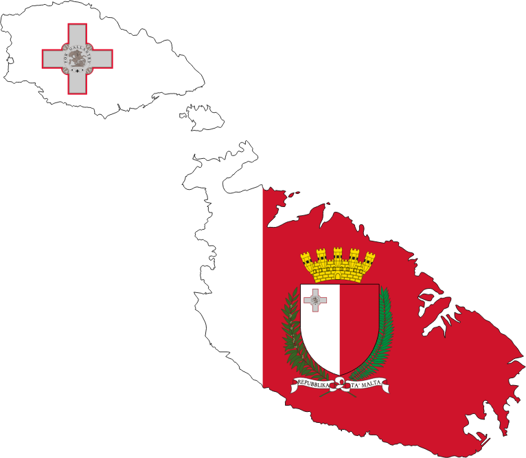 Malta Map Flag With Coat Of Arms