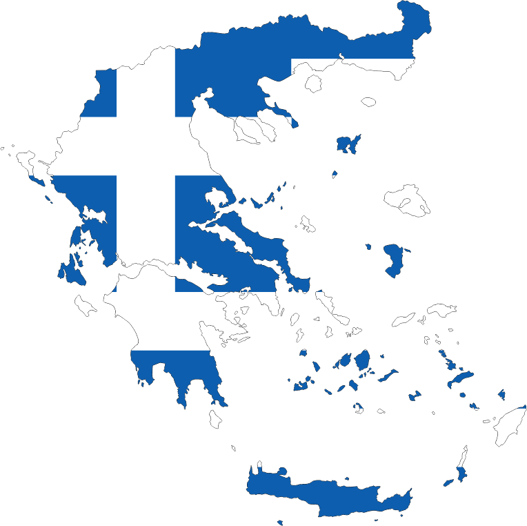 Greece Map Flag With Stroke