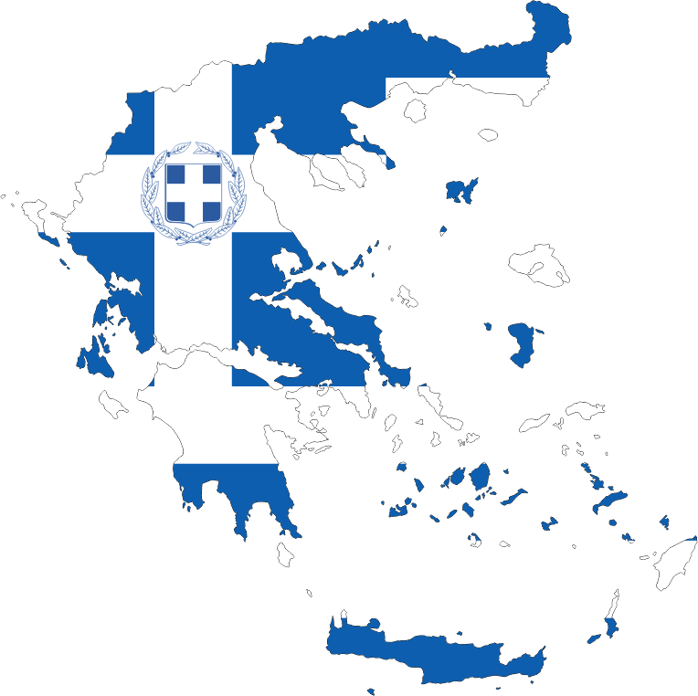 Greece Map Flag With Stroke And Coat Of Arms