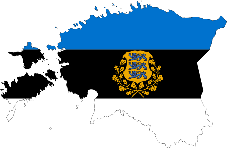 Estonia Map Flag With Stroke And Coat Of Arms