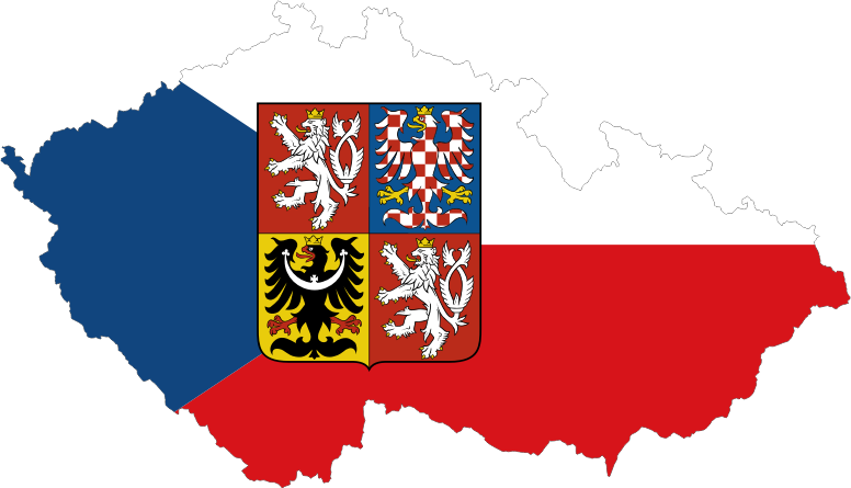 Czech Republic Map Flag With Stroke And Coat Of Arms