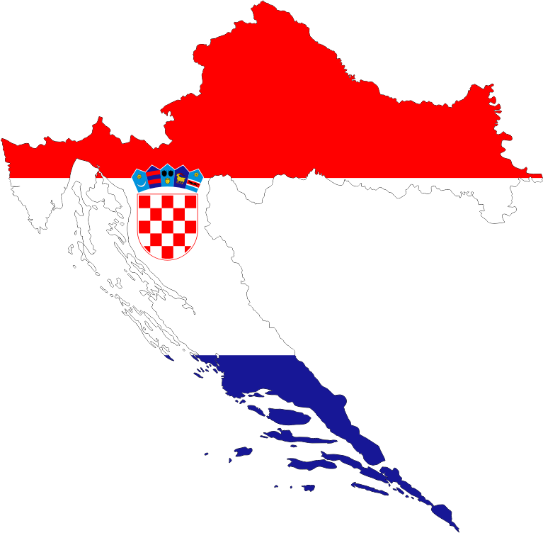Croatia Map Flag With Stroke