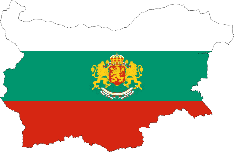 Bulgaria Map Flag With Stroke And Coat Of Arms