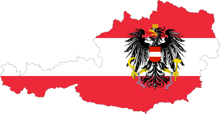 Austria Map Flag With Stroke And Coat Of Arms