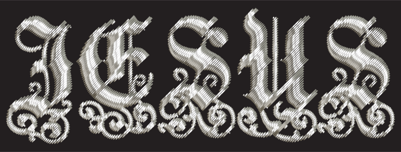 Mirrored Chrome Jesus Typography Lines