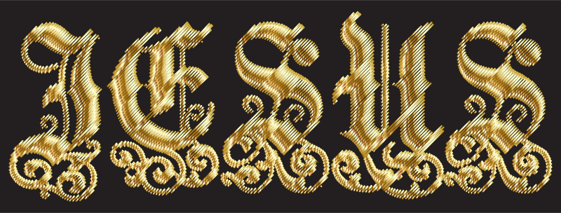 Gold Jesus Typography Lines