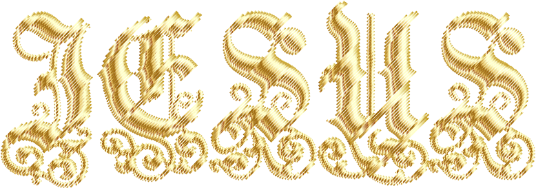 Gold Jesus Typography Lines No Background