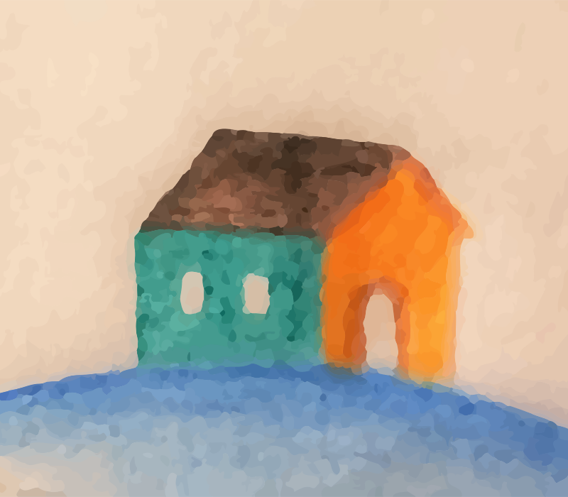 Small home righted (oil painting look)