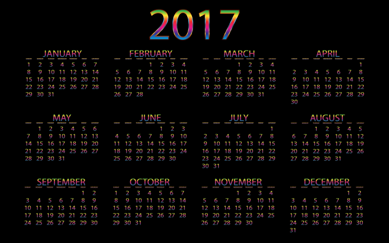 2017 Calendar Chromatic