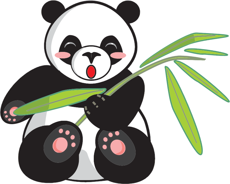 Cartoon Panda And Bamboo - Openclipart