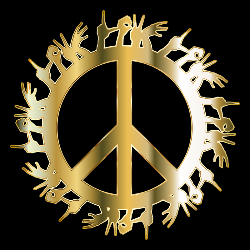 Gold Love Hands Peace - Openclipart