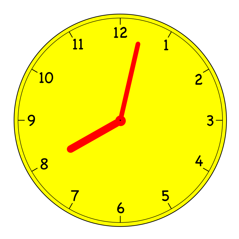 Clock just after 8