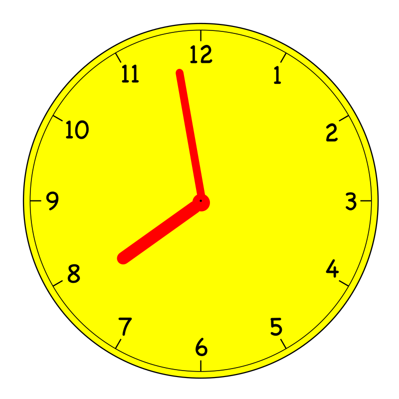 Clock just before 8