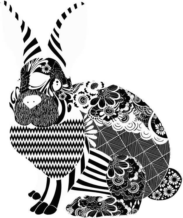 Floral Rabbit Silhouette Variation 2